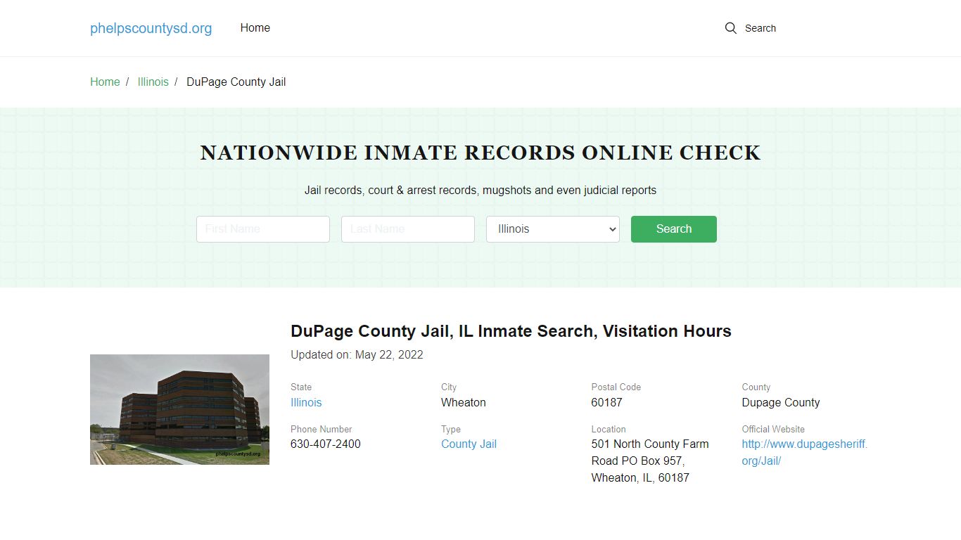 DuPage County Jail, IL Inmate Search, Visitation Hours - pcsd